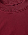 Girls Dark Maroon Long Sleeve Fleece Dress neckline detail close-up.