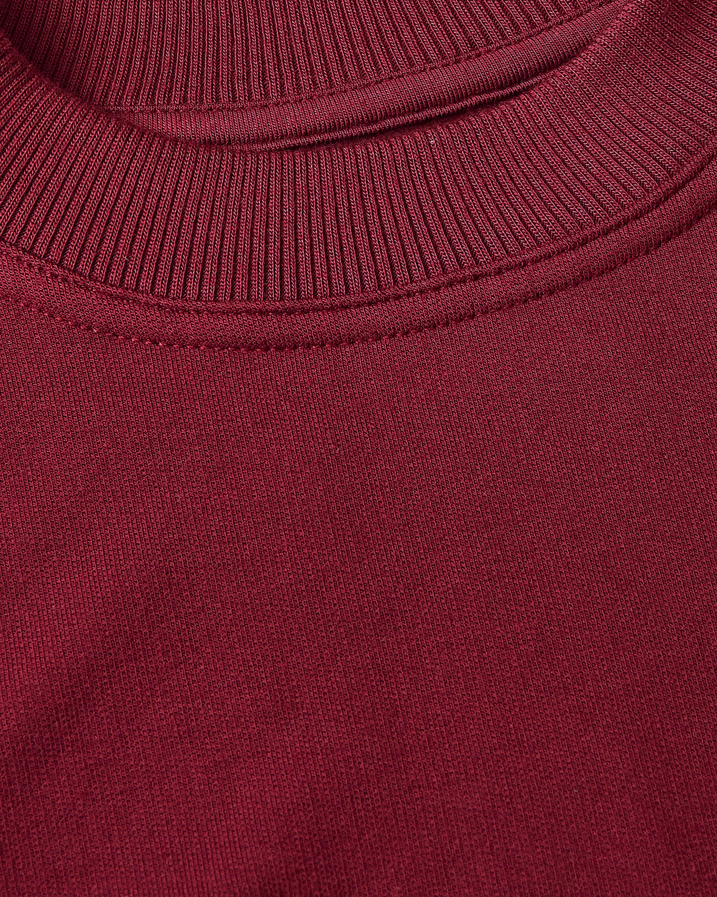 Girls Dark Maroon Long Sleeve Fleece Dress neckline detail close-up.