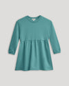 Girls Stormcloud Long Sleeve Fleece Dress with peplum waist and cozy fit.