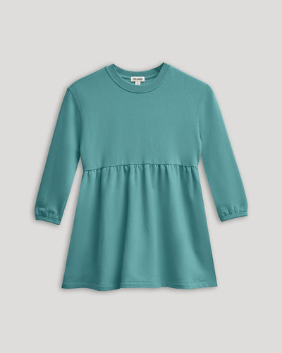 Girls Long Sleeve Fleece Dress - Stormcloud