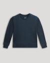 Navy blue sweatshirt on a light gray background