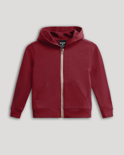 Boys' Fleece Full Zip Hoodie  - Dark Maroon