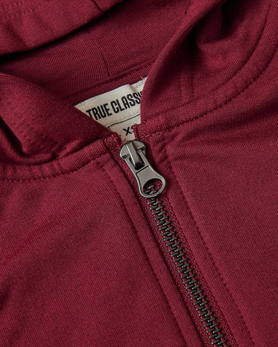 Girls Cropped Zip Hoodie - Dark Maroon