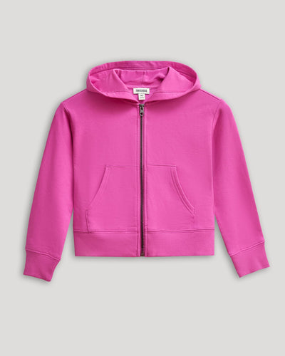 Girls Cropped Zip Hoodie - Electric Fuchsia