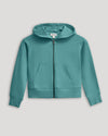 Girls Stormcloud Cropped Zip Hoodie with kangaroo pocket and ribbed cuffs.