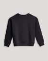 Girls Black Slouch Pullover Crew, laid flat, highlighting its relaxed fit.