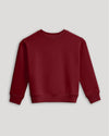 Girls Dark Maroon Slouch Pullover Crew, cozy fleece, relaxed fit.