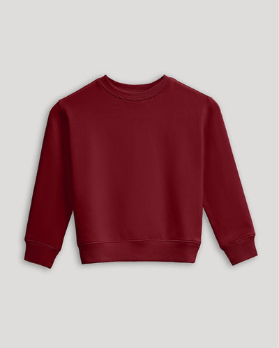 Girls Slouch Pullover Crew - Dark Maroon