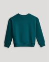 Girls Deep Emerald Slouch Pullover Crew, long-sleeve, laid flat.
