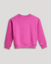 Girls Electric Fuchsia Slouch Pullover Crew, laid flat, long-sleeve, cozy fit.