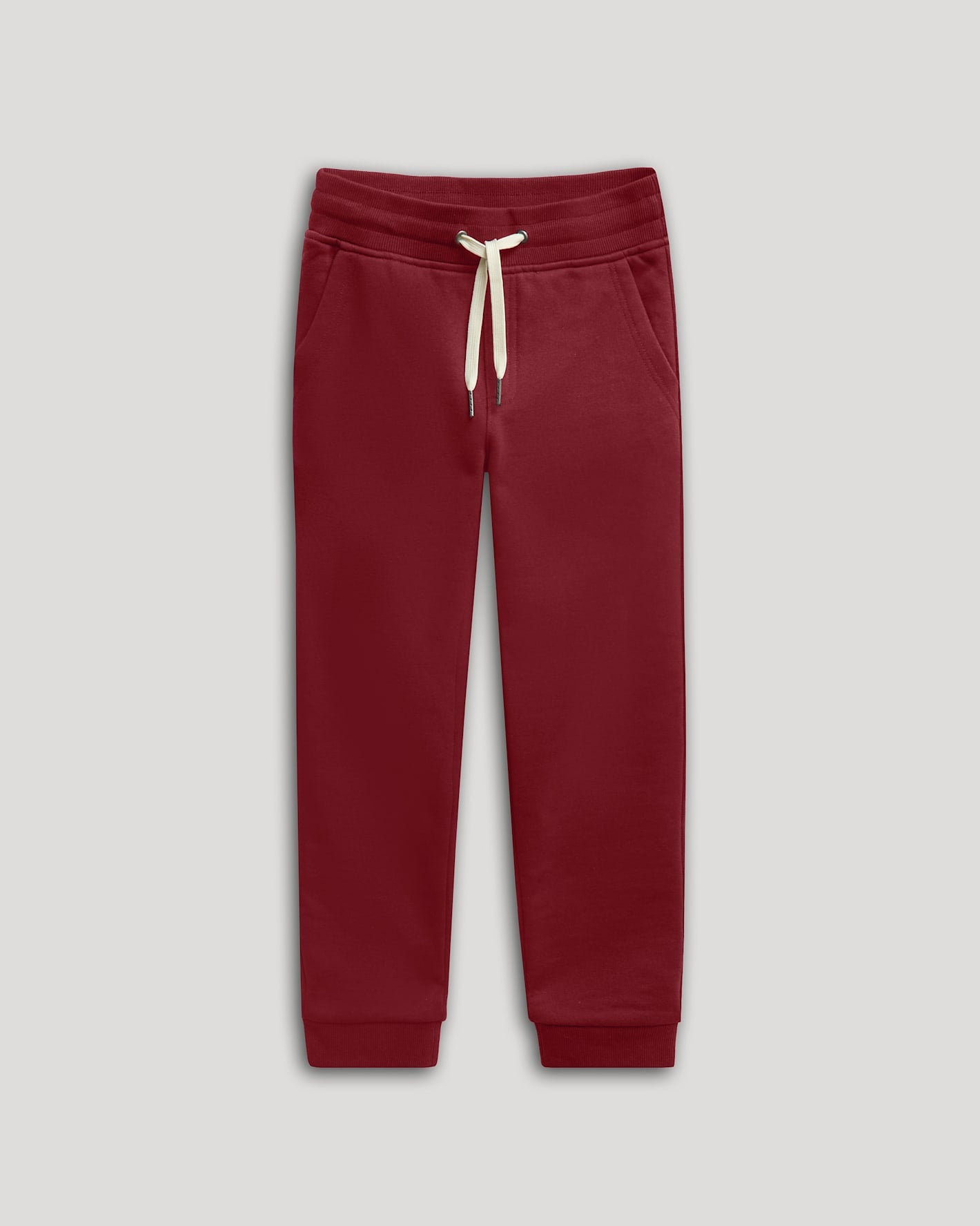 Boys' Dark Maroon Fleece Jogger with drawstring and cuffed ankles.