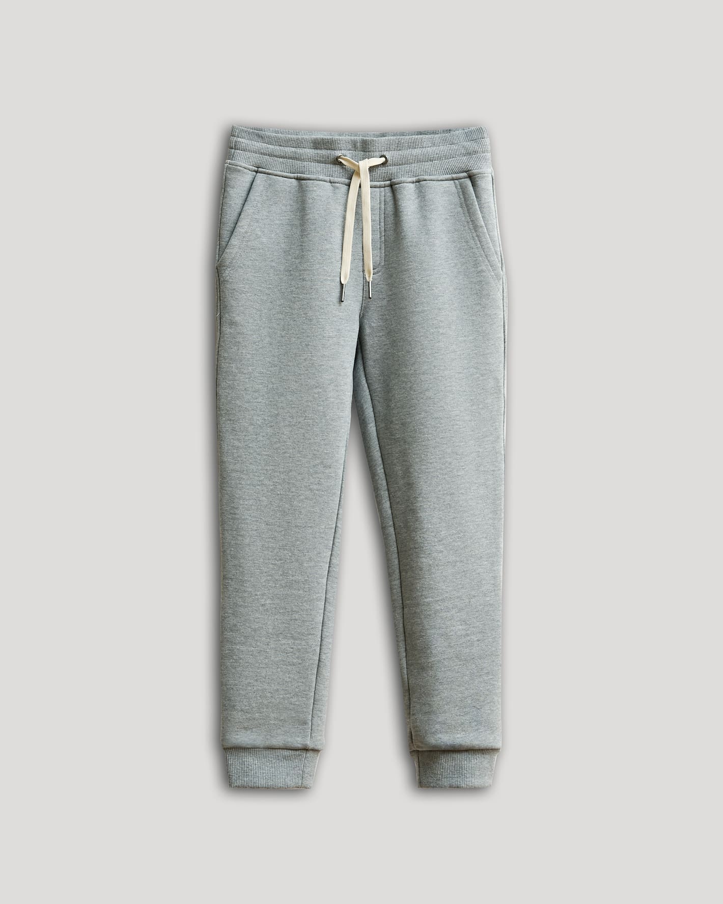 Boys' Medium Heather Gray Fleece Jogger with drawstring waistband and ribbed cuffs.