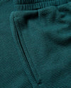 Girls Deep Emerald Waffle Long Sleeve Henley & Pants, textured knit close-up.
