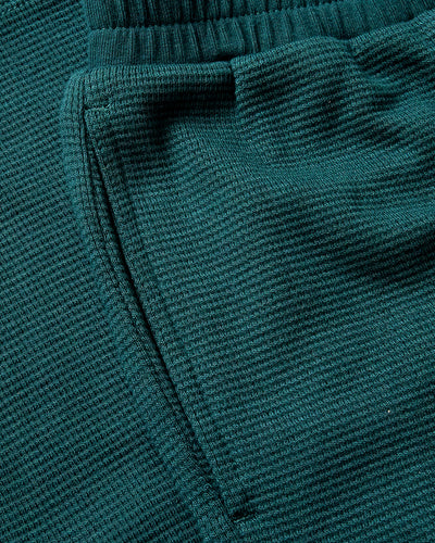 Girls Waffle Wide Leg Pants - Deep Emerald