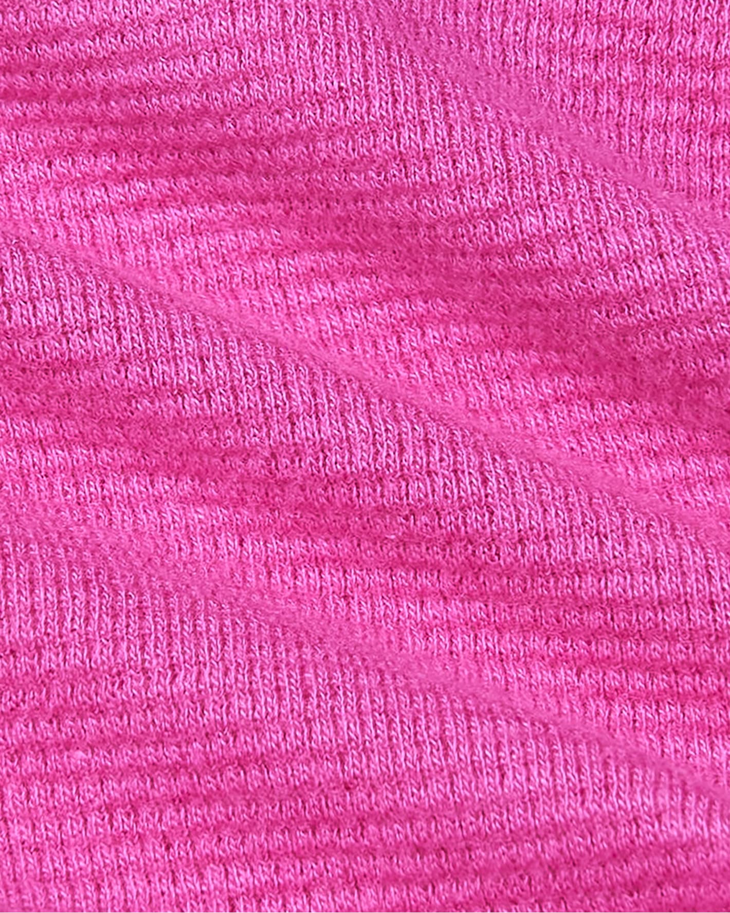 Girls Electric Fuchsia Waffle Long Sleeve Henley & Pants close-up showing knit texture.