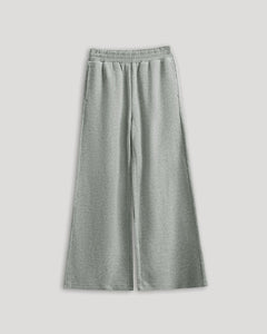True ClassicGirls Heather Gray Waffle Wide Leg Pants with elastic waistband and side pockets.