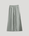 Girls Heather Gray Waffle Wide Leg Pants with elastic waistband and side pockets.
