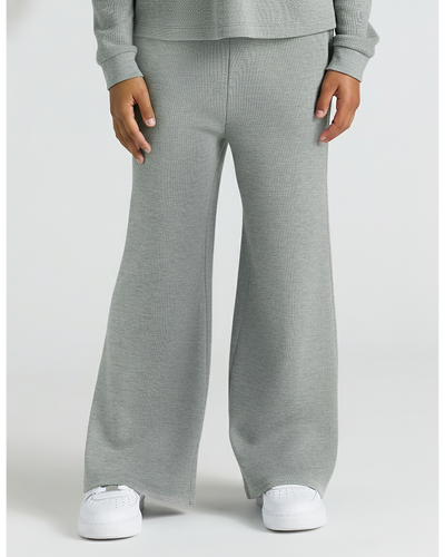 Girls Waffle Wide Leg Pants - Heather Gray
