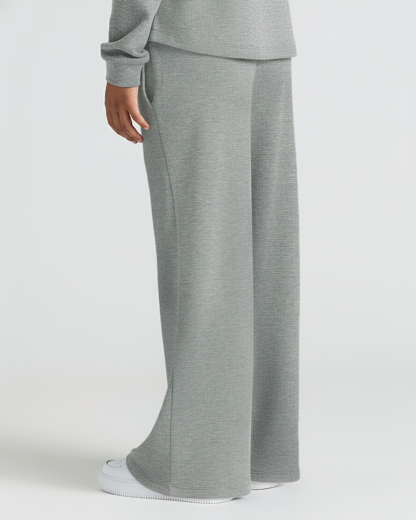 Girls Heather Gray Waffle Long Sleeve Henley & Waffle Leg Pants 2-Pack.