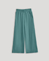 Girls Stormcloud Waffle Wide Leg Pants with elastic waist and side pockets.