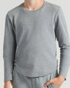 Boys' Classic Long Sleeve Curved Hem Crew Neck in light-gray.