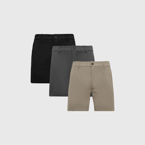7" Neutral Comfort Knit Chino Shorts 3-Pack