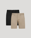 7 Black & Khaki Chino Shorts 2-Pack laid flat, showing design features.