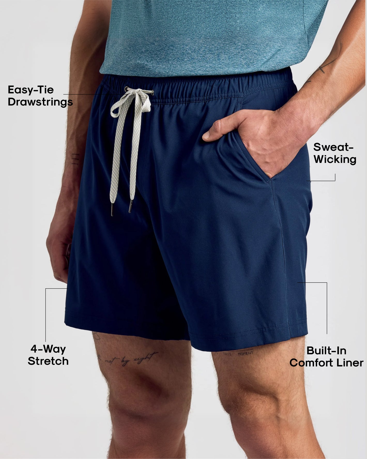 Navy Active Quick Dry Shorts with Liner