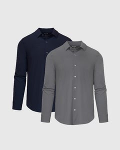 True ClassicDark Tones Lightweight Performance Dress Shirt 2-Pack