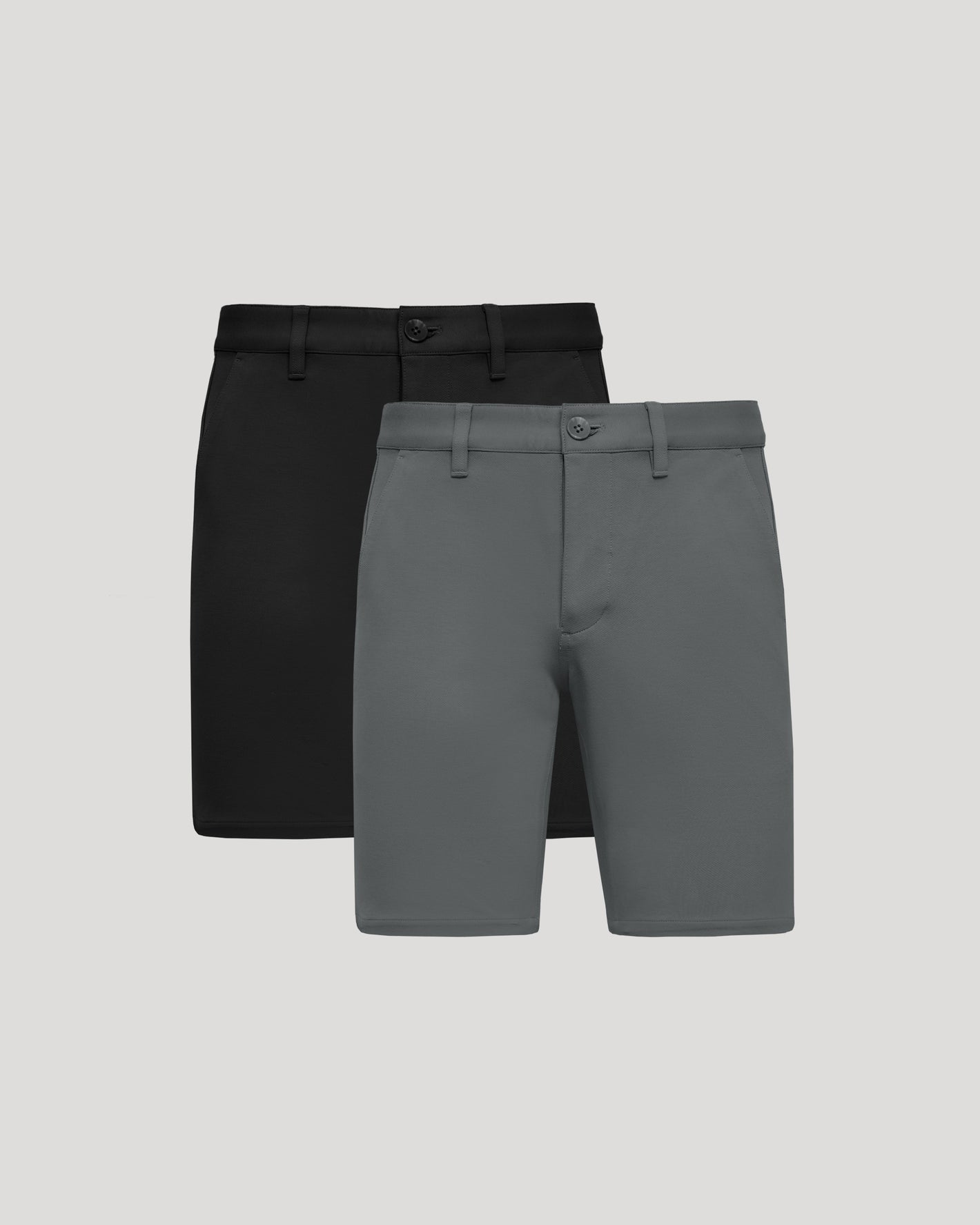 9 Black & Carbon Chino Shorts 2-Pack with tailored fit and side pockets.