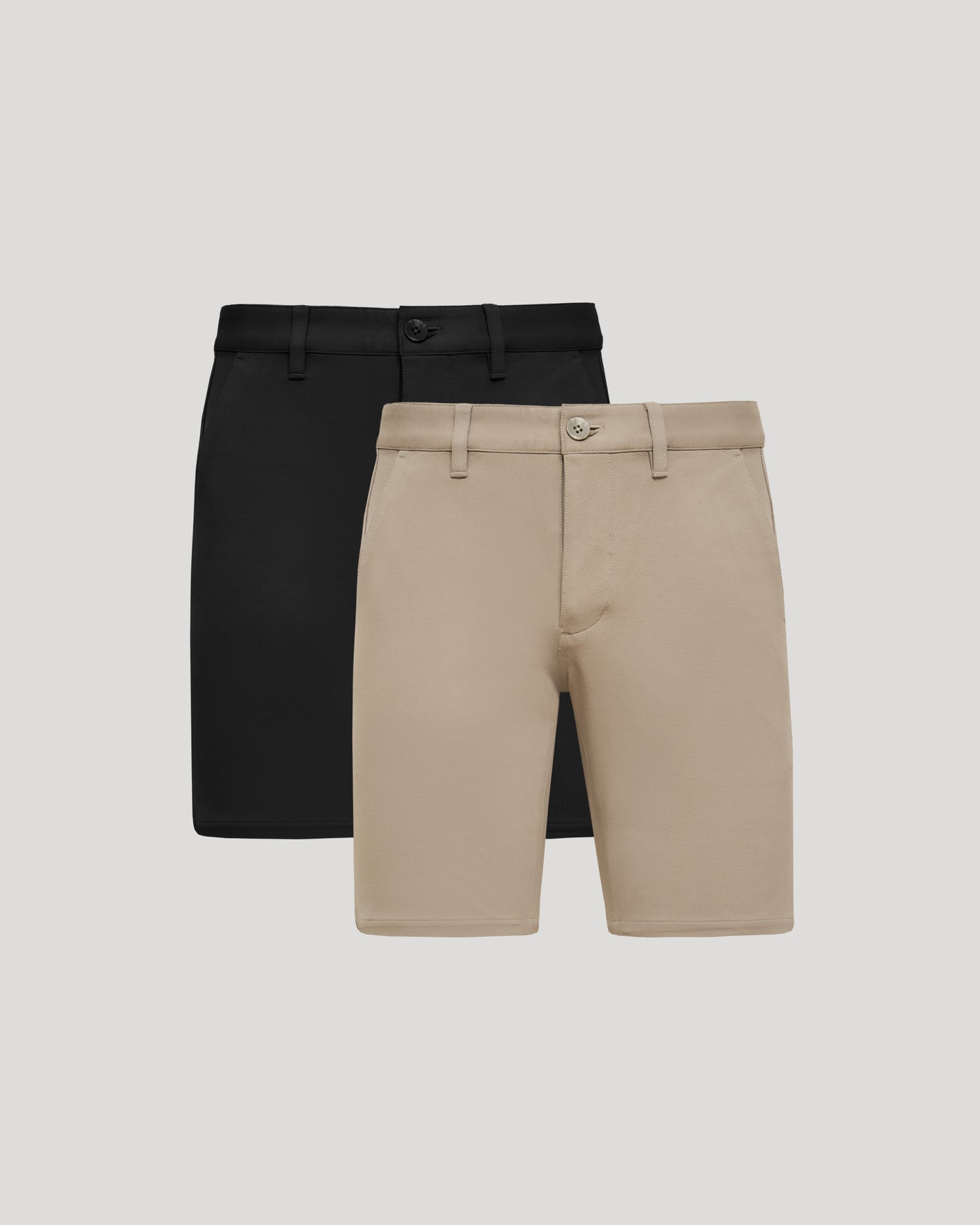 9 Black & Khaki Chino Shorts 2-Pack, tailored with belt loops and pockets.