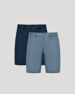 Lot de 2 shorts en lin bleu marine et fjord de 23 cm