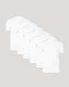 Classic Crew Neck 6-Pack: six white T-shirts, staggered layout.