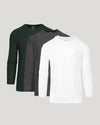 Active Long Sleeve Crew 3-Pack, plain shirts, layered front to back.