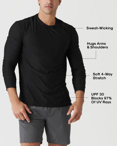 True ClassicBlack Active Long Sleeve Crew Neck T-Shirt
