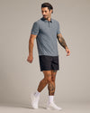 Heather Navy Short Sleeve Active Polo