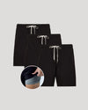 9 All Black Active Quick Dry Shorts 3-Pack with built-in gray liner.