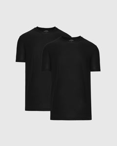True ClassicAll Black Active Crew 2-Pack T-shirts laid out.