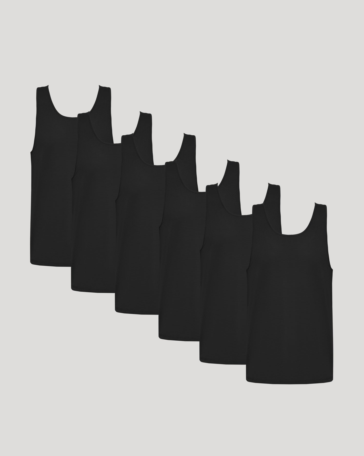 All Black Active Mesh Tank 6-Pack, showcasing sleek, breathable athletic design.