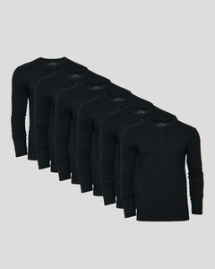 True ClassicAll Black Classic Henley 6-Pack of slim-fit, long-sleeve shirts.