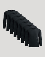 All Black Premium Pima Long Sleeve Crew 7-Pack