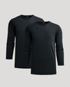 All Black Tall Long Sleeve Premium Pima Crew 2-Pack, laid flat.