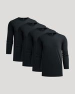 All Black Premium Pima Long Sleeve Crew 4-Pack