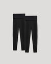 Girls All Black Foldover Legging 2-Pack, showcasing adjustable high-waist design.