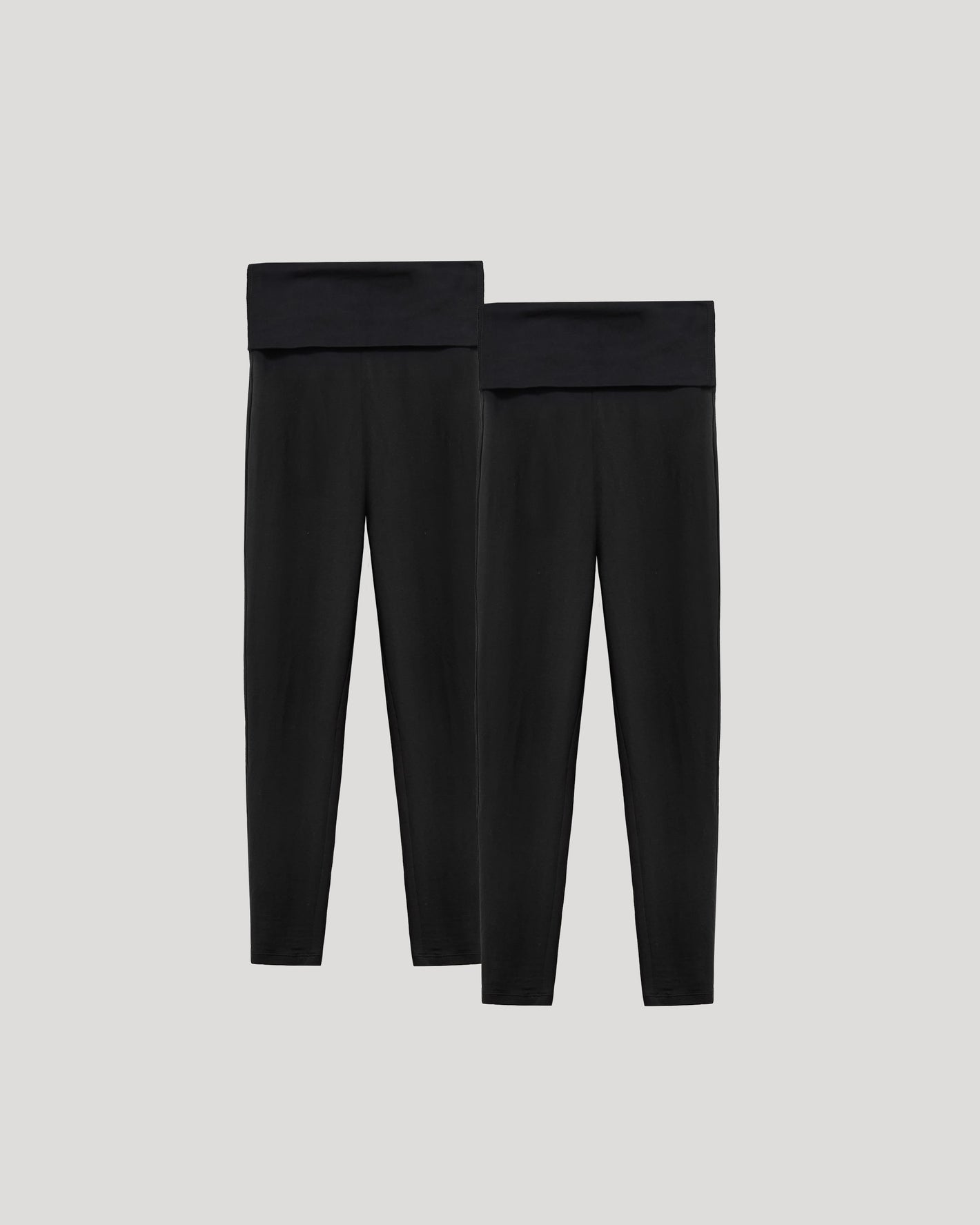 Girls All Black Foldover Legging 2-Pack, showcasing adjustable high-waist design.