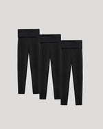 Paquete de 3 leggings plegables All Black para niñas