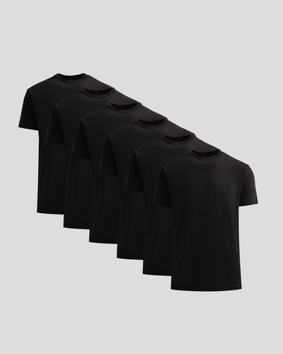 All Black Heavyweight Pocket Crew 6-Pack