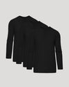 All Black Tall Classic Long Sleeve Henley 3-Pack, neatly stacked.