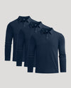 All Navy Long Sleeve Premium Pima Polo 3-Pack neatly displayed.
