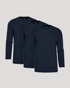 True ClassicNavy Long Sleeve Waffle Crew 2-Pack displayed on light-gray background.